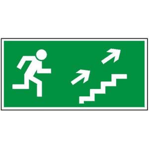 Kierunek do wyjścia drogi ewakuacyjnej schodami w górę (na prawo) -  Fotoluminescencyjna, sztywna płyta